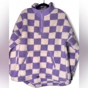SO Purple and White Fleece Top